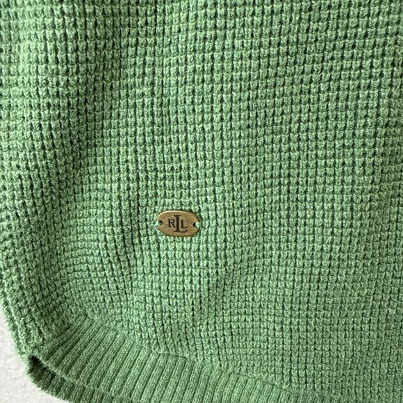 Lauren Ralph Lauren‎ Waffle Knit Hoodie Women's L Green Label Sweater Pullover - Picture 2 of 10